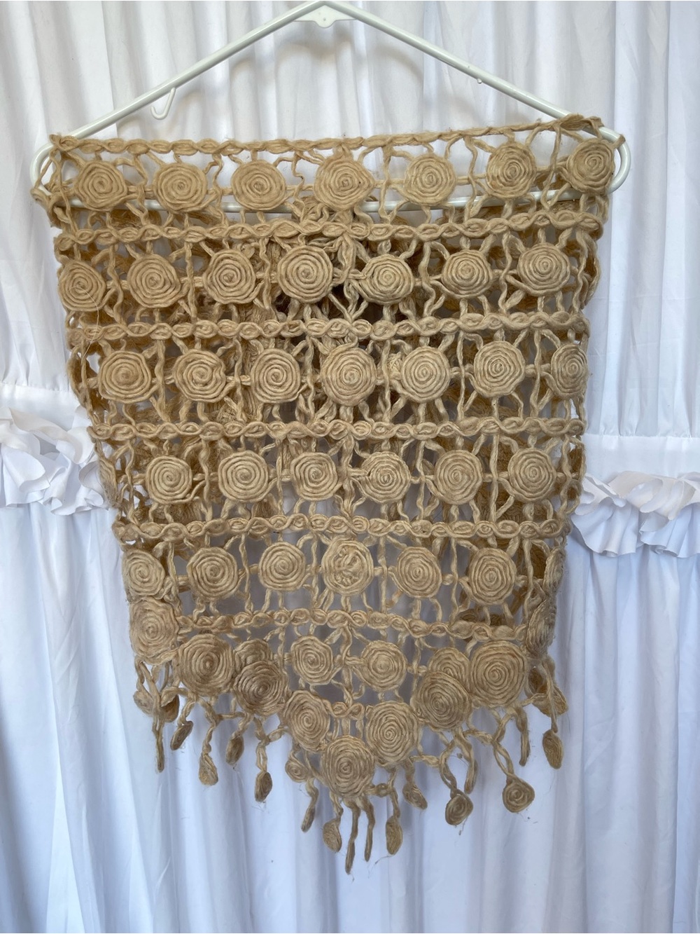 Crochet Shawl in Natural Tan